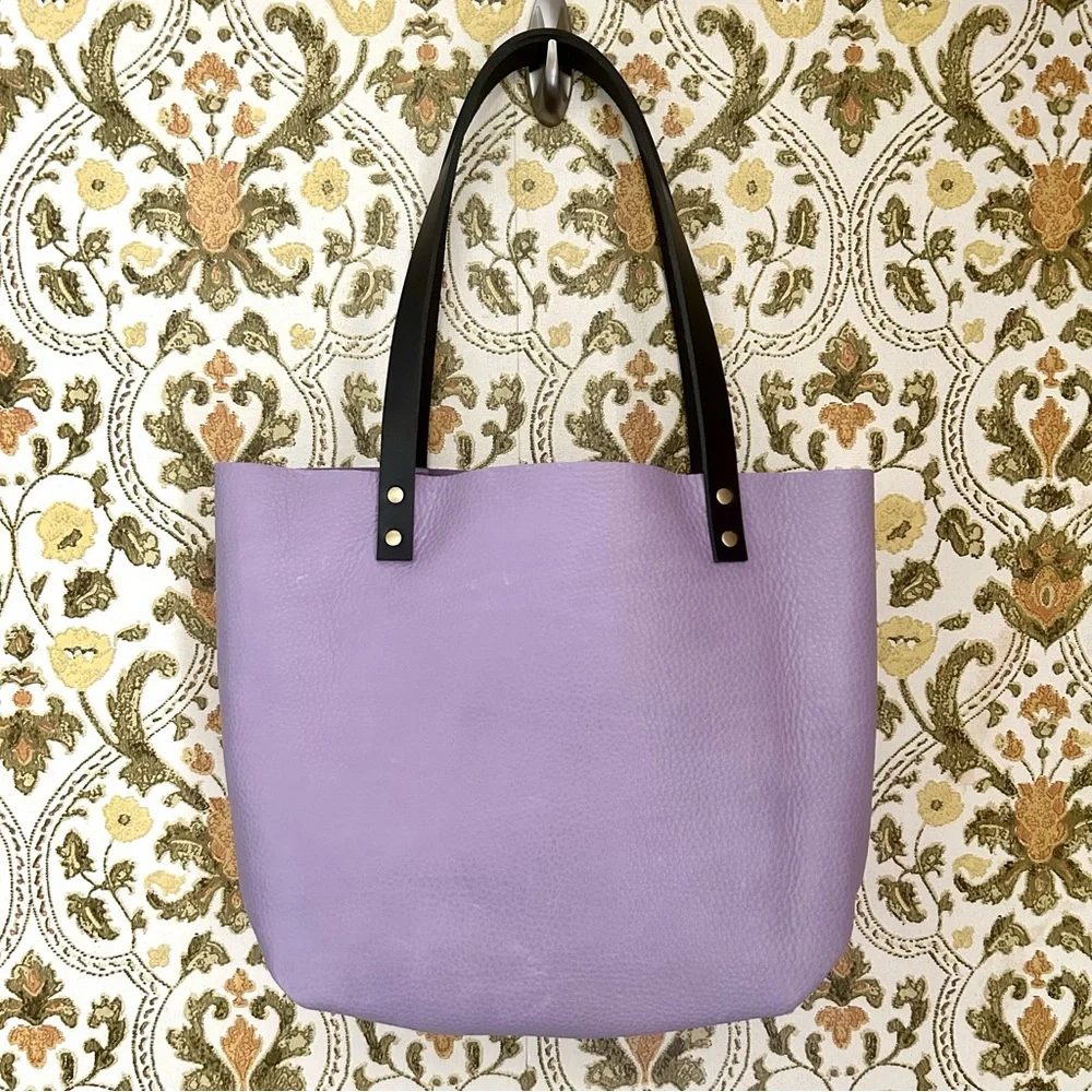 Portland Leather Goods RARE UNICORN Wisteria Lavender Classic Large Tote Bag - Picture 2 of 11